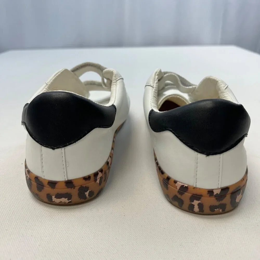 MMM Women’s Double Strap Faux Leather Fashion Sneakers Leopard Print Size 9.5